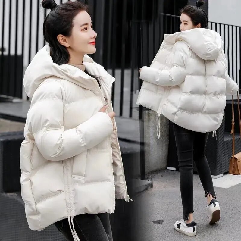 Новинка 2023, женская зимняя куртка, Модная парка с капюшоном, пузырьковое пальто, плотные теплые пальто с хлопковой подкладкой, женское студенческое пальто, верхняя одежда