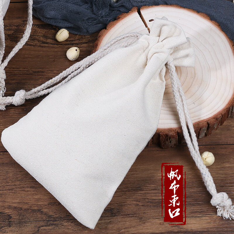 Tas kain Linen katun dapat dipakai ulang kantung penyimpanan kain untuk serba-serbi perhiasan hadiah pernikahan kemasan tas kain saku kecil