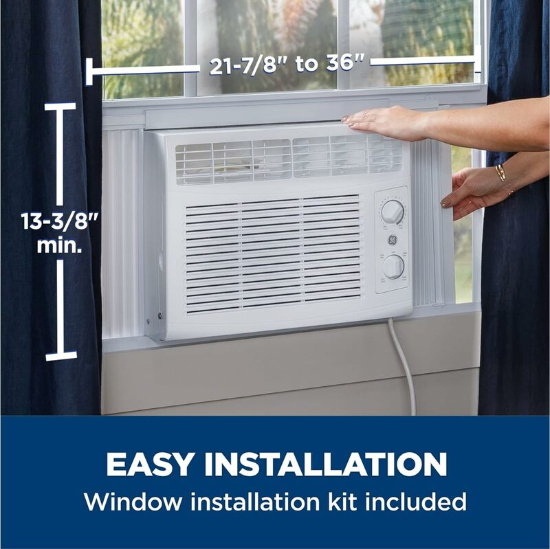 수동 조절 가능한 선풍기 및 냉각 설정, 작은 방용 5,000 BTU, 최대 150 sq ft, 새로운 창문 에어컨 유닛
