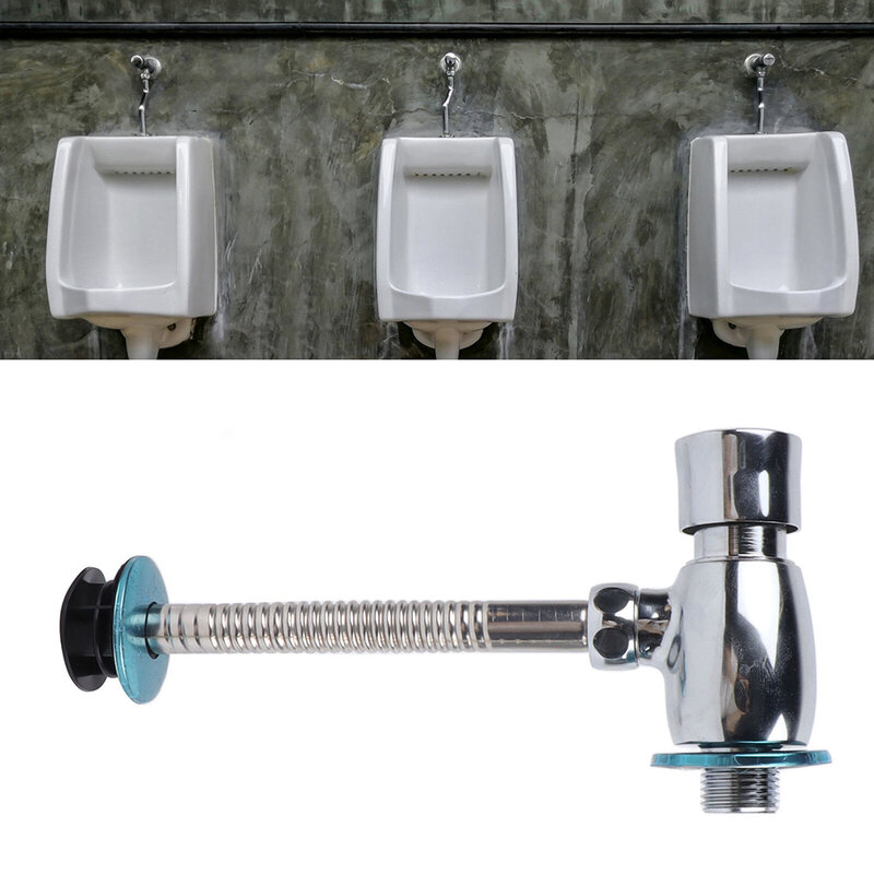 Durable Bathrooms Urinal Flush Valve For Public Toilets Alloy Attachments Automatic Shutoff Button Type Hardness