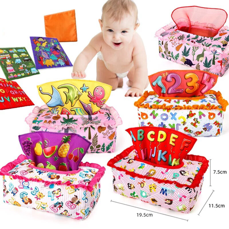 Baby Early Learning Cloth Sensory Toy Soft Tissu Box Finger Exercise Educational Kids Montessori Toys