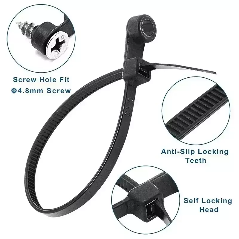Creative Nylon Cable Ties with Screw Hole Mount Self Locking Loop Wrap Bundle Ties Strap DIY Office Cables Wire Fasten Organizer