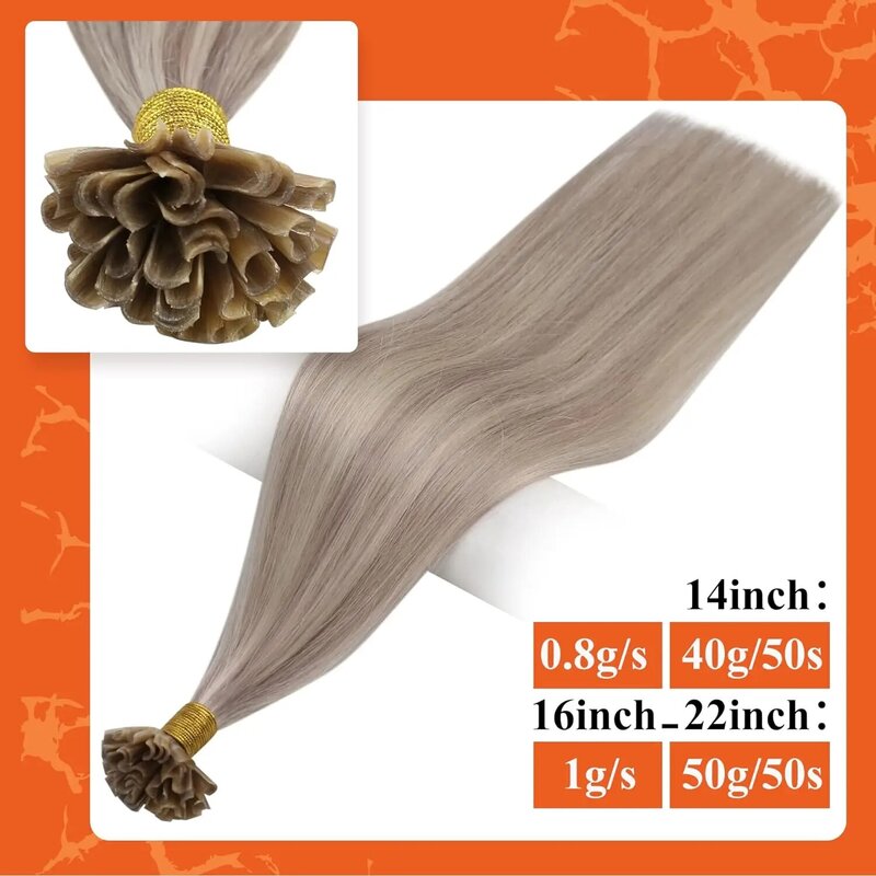 Full Shine-Extensions de cheveux en U, document de balayage ktHair, perles de colle KerBrian, pré-collées, cheveux humains Remy, 40-50g