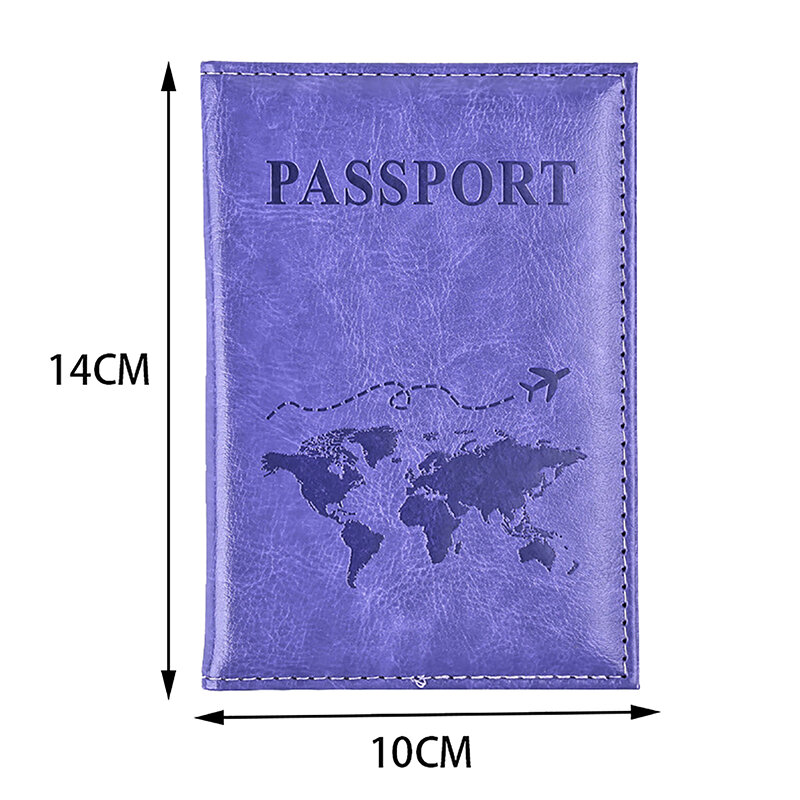 Etui skórzany futerał na karty z PU Unisex nowe proste modne okładka na paszport na cały świat smukłe paszport podróże portfel z uchwytem prezent