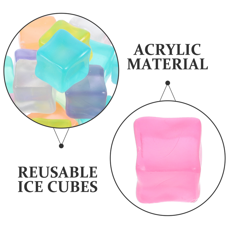 Reusable Ice Cubes Washable Non-Melting Acrylic Ice Cubes For Drinks Beverage Glow In The Dark Washable Colored Ice Cubes