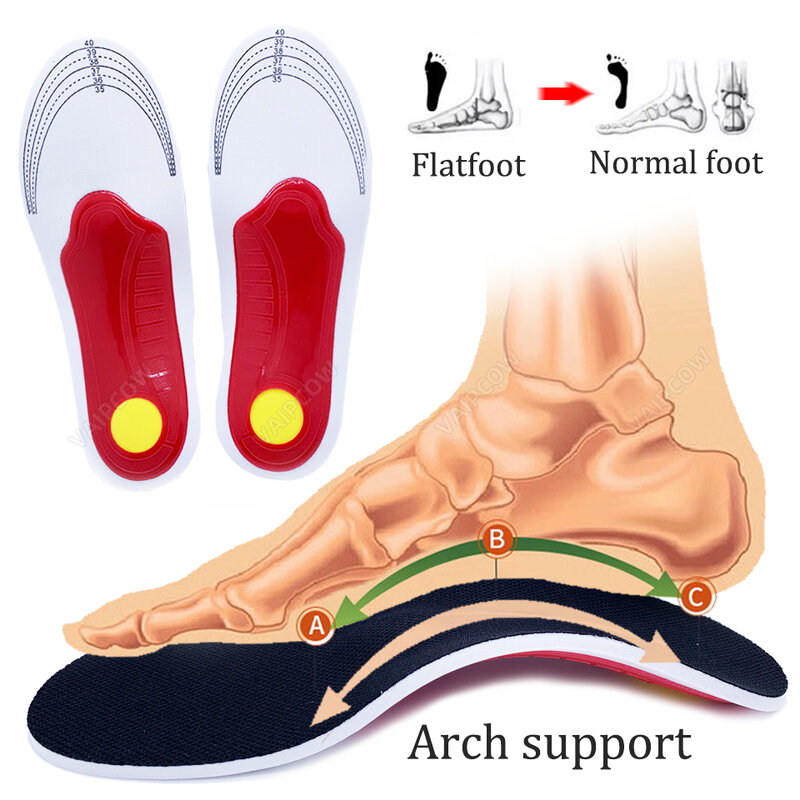 VAIPCOW — Gel orthotique premium, semelles de soutien d'arc élevé, coussin de gel 3D, support d'arc plat pour femmes et hommes, orthopédique, douleur au pied unisexe