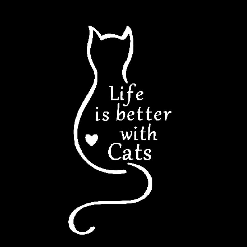 YUIN Car Sticker Funny Decal Life Is Better with Cats Fashion Cars Accessories PVC Body Decoration Waterproof Sunscreen Decals