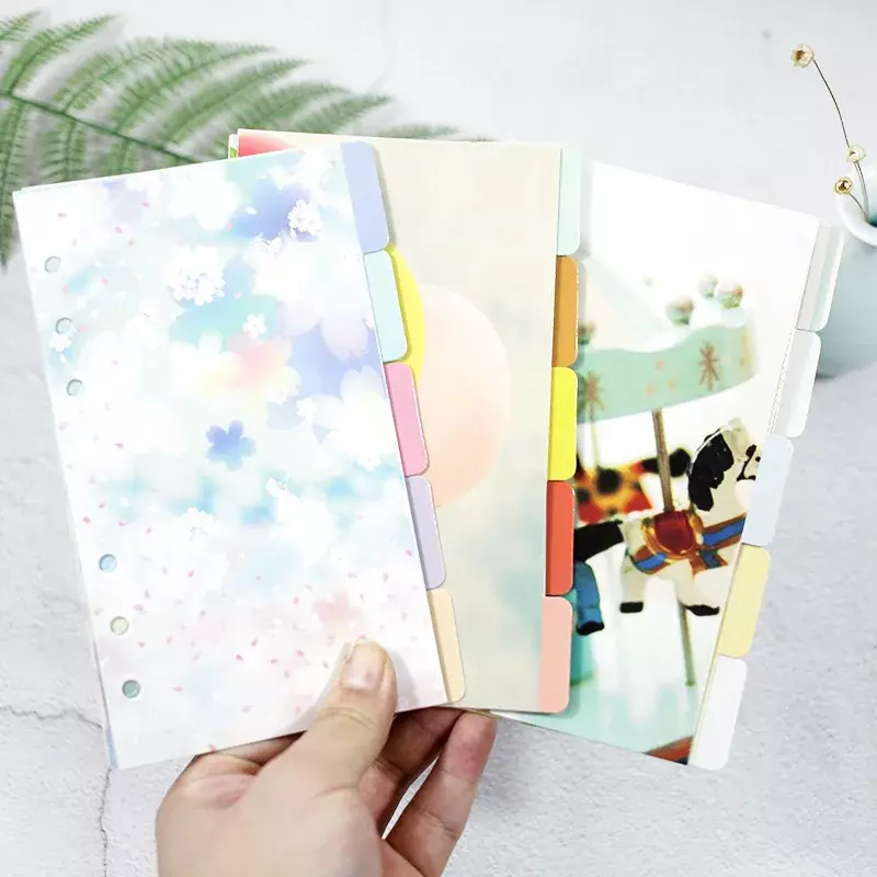 A5 A6 Watercolor Separator Paper Index Page Classification Separator Page 6 Holes Notebook Loose-leaf Book Partition Accessories