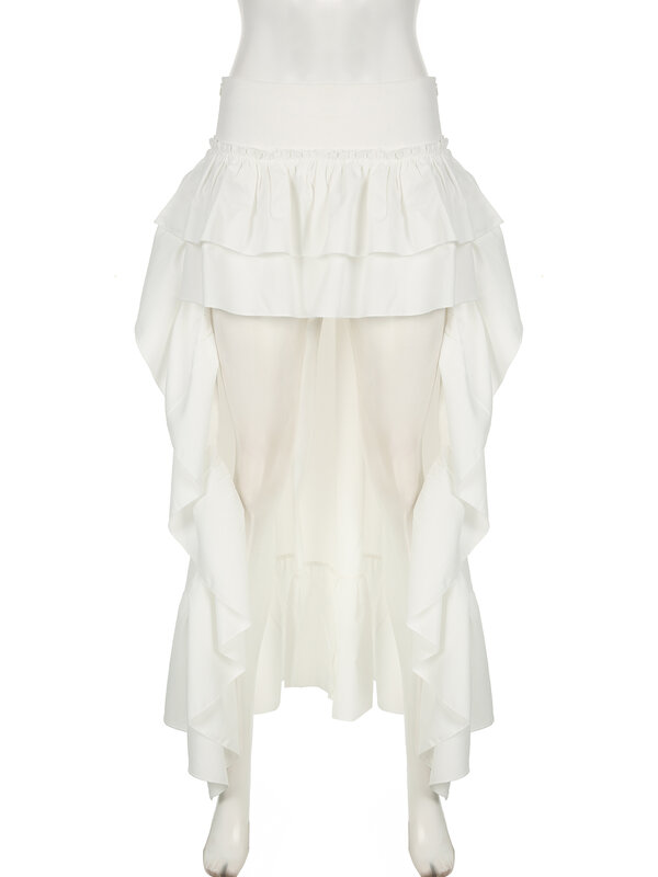 IAMSURE-Falda asimétrica de estilo playero para mujer, faldas largas ajustadas de cintura baja con volantes sólidos, ropa de calle informal de verano