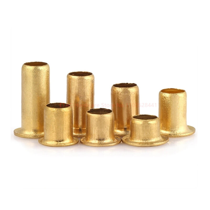 中空リベットナット銅、真ちゅう製金属製アイレット、穴あきグロメット、0.9、1.3、1.5、2.3、2、2.5、3、3.5、4、5、6mm