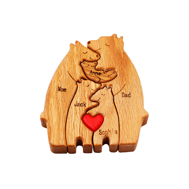 Nomi di famiglia personalizzati regalo artigianale con orso in legno per la decorazione della casa della festa della mamma