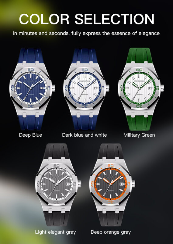 Specht & sohne自動機械式腕時計、男性用、ラバーストラップ、日本のmiyota 8215、movtスポーツウォッチ、新着、40mm、2024