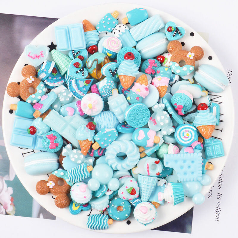 20/50 Stück Harz Süßigkeiten Schmuck Handwerk DIY Material Flatback Ornament Verzierung handgemachte Versorgung Haarnadel Donut Eis