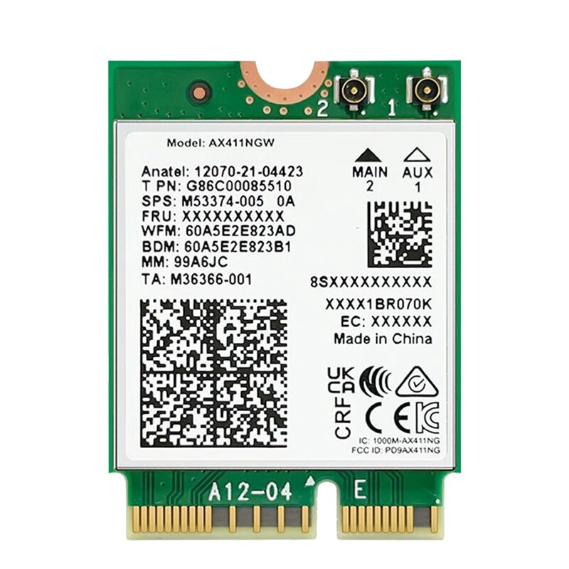 Dla AX411 karta Wifi Wifi 6E Cnvio2 Bluetooth 5.3 Tri-Band 5374Mbps Adapter do laptopa sieciowa/PC Win10/11-64Bit