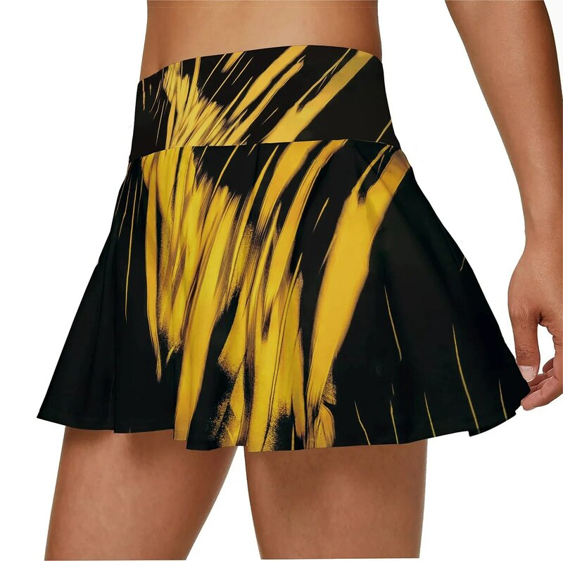 Женские двухслойные теннисные юбки с 2 карманами, плиссированная юбка с высокой талией для гольфа, для танцев, фитнеса, плавания, Повседневн...