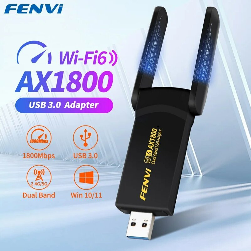 FENVI 1800Mbps WiFi 6 USB 어댑터 듀얼 밴드 2.4G/5Ghz 무선 WiFi 수신기 USB 3.0 동글 네트워크 카드 노트북 PC 승리 10/11