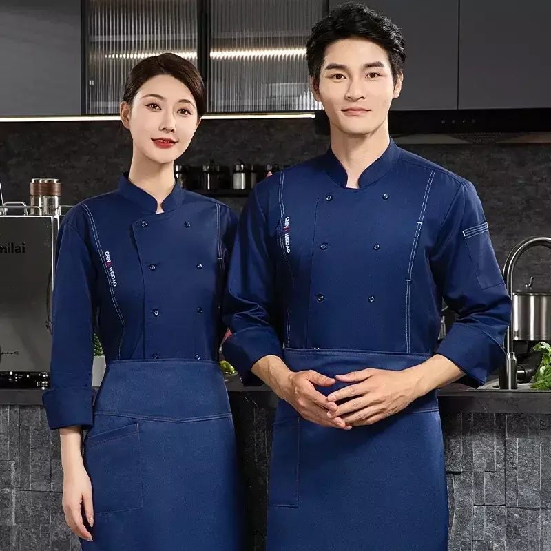 Clothes T-shirt Long Hotel Chef Coat Restaurant Jacket Uniform Cooking Sleeve Breathable Logo Kitchenchef Bakery