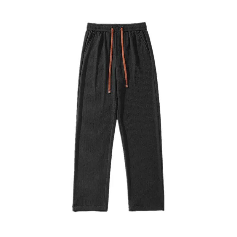 Pantaloni pieghettati estivi moda uomo nero bianco pantaloni oversize in seta di ghiaccio uomo Streetwear pantaloni dritti larghi pantaloni da uomo M-3XL
