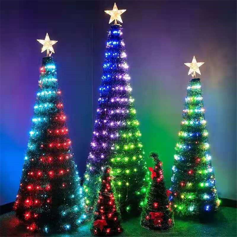 BT/App Control Christmas LED Smart Garland Fairy Lights Remote RGB Copper Wire Garden String Lights for Wedding Party Xmas Decor