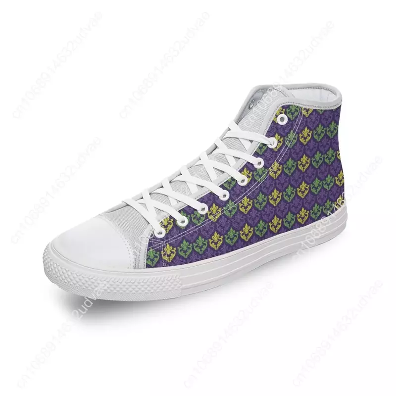 Mardi Gras Pattern High Top Canvas Shoes Diy Luxury Men Women Casual Shoes Fashion Ladies Flat Sneakers 3D Print Zapatos Mujer