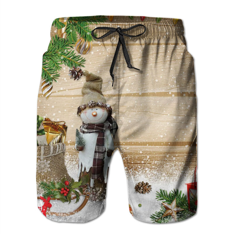 Pop Sommer 3d Santa Claus Schneemann drucken Strand Shorts Weihnachten Rentier Grafik Bades horts Männer süße Hosen Hombre Trunks
