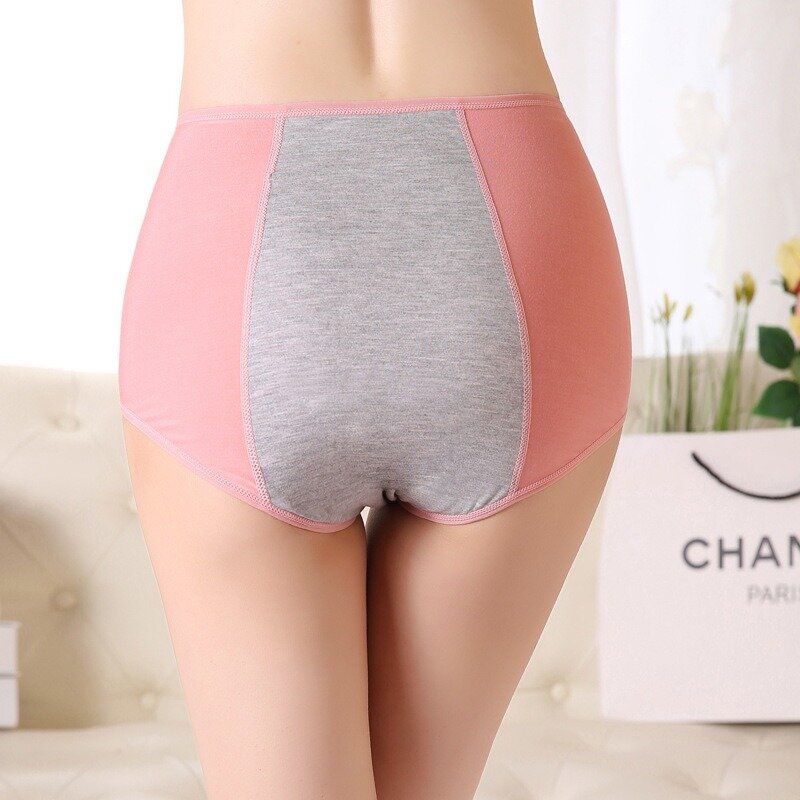 Pantalones menstruales de viscosa de cintura alta, ropa interior a prueba de fugas, talla grande