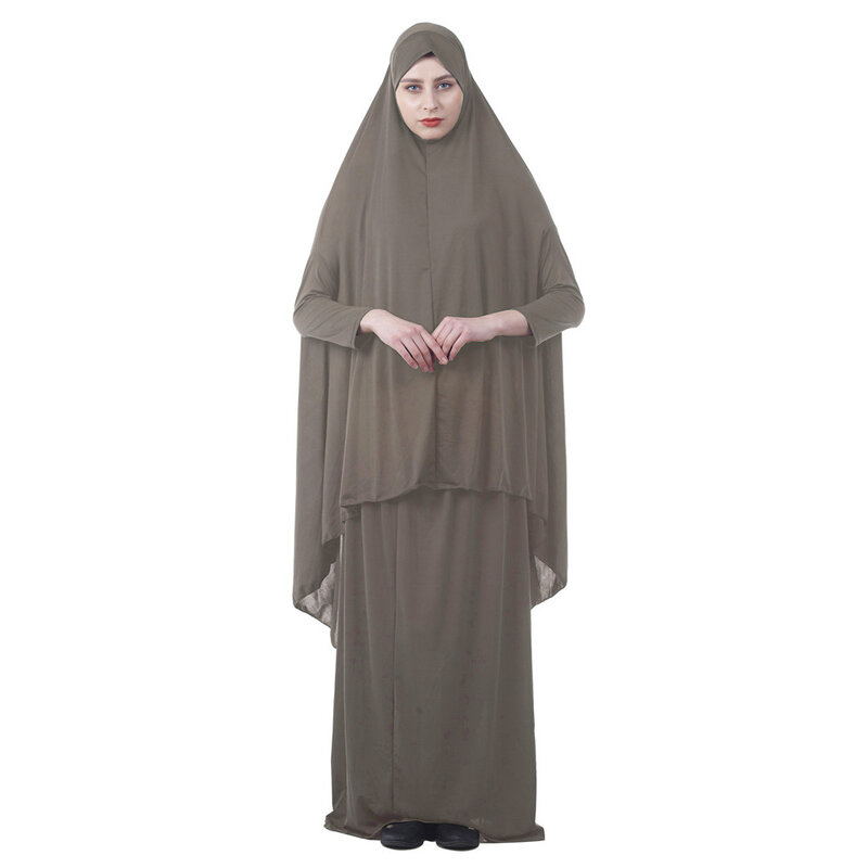 Vestuário de Oração Muçulmana para Mulheres, Abaya Robe, Khimar Longo, Conjuntos de Saia Ramadã, Roupas Islâmicas, Niqab, Khimar Longo, Conjunto 2 Pcs