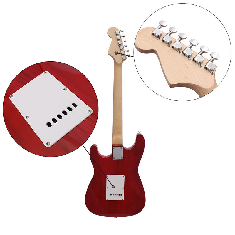Gitar listrik ST 39 inci 21 fret 6 senar badan Basswood leher gitar Maple dengan tas Speaker suku cadang & Aksesori Gitar
