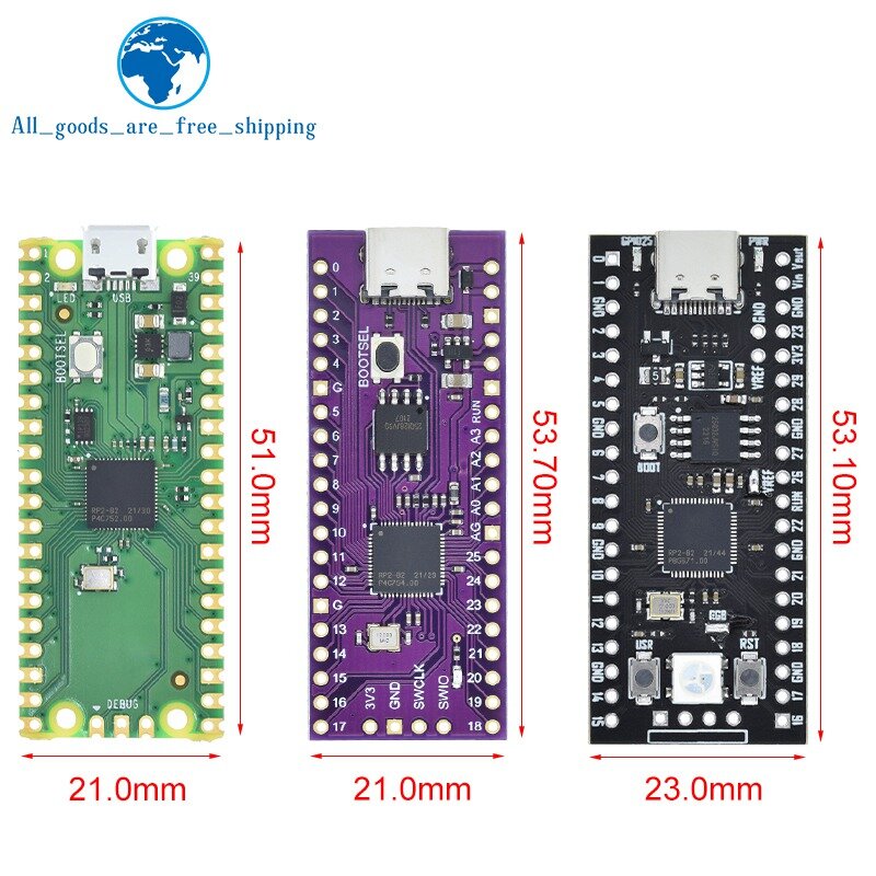 TZT-Raspberry Pi Pico Board, RP2040, Dual-Core, 264KB ARM, microcomputadores de baixa potência, de alto desempenho, Cortex-M0 + processador