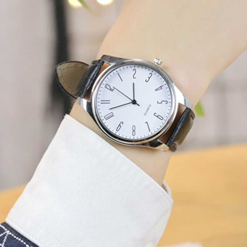 New Watches Men Round Dial Mens Wristwatches Business Fashion Leather Quartz Wrist Watch Simple Quartz Watches Cadeau Homme