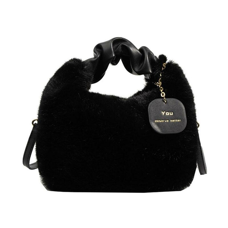 Mode Winter Umhängetasche Kunst pelz Umhängetasche flauschige Einkaufstasche Hobo Tasche Mini Plüsch Geldbörse pelzige Handtasche für Frauen Mädchen f7y1