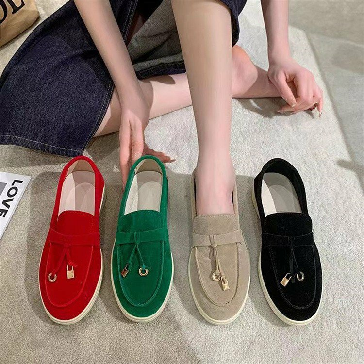 Summer New Women's Single Shoes One Step High Quality Lefu Bean Shoes Women's Small Fragrant Style Footwear Rubber tenis