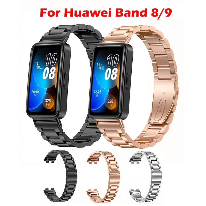 Bracciale in acciaio inossidabile per cinturino Huawei Band 9 cinturino in metallo per cinturini Huawei 8 accessori sostituibili con cinturino aziendale