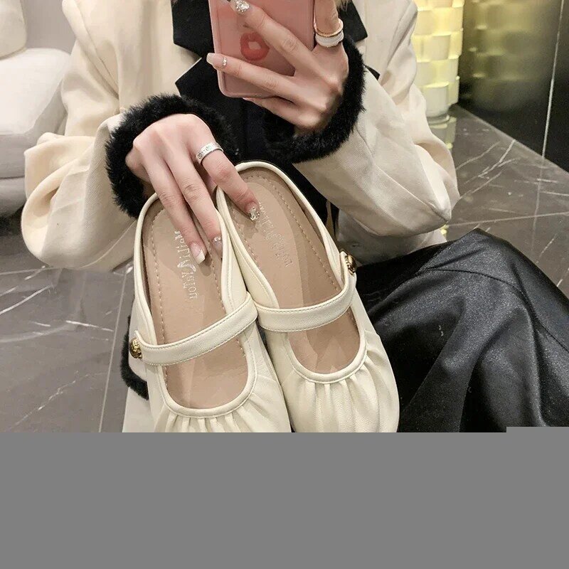 Baotou sandal wanita sol lembut, sandal tunggal kasual sol lembut musim semi musim gugur 2024