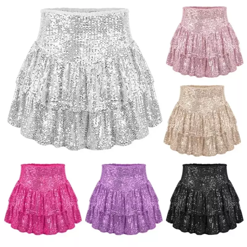 African Party Evening Clothes for Women 2024 Spring Summer Sexy High Waist Sequin Mini Pleated Skirts Dashiki Africa Clothing