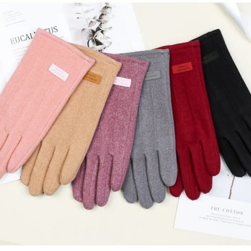 Double Sided Plush Finger Gloves Plush Touchable Screen Warm Gloves Cold Prevention Windproof Touch Screen Gloves