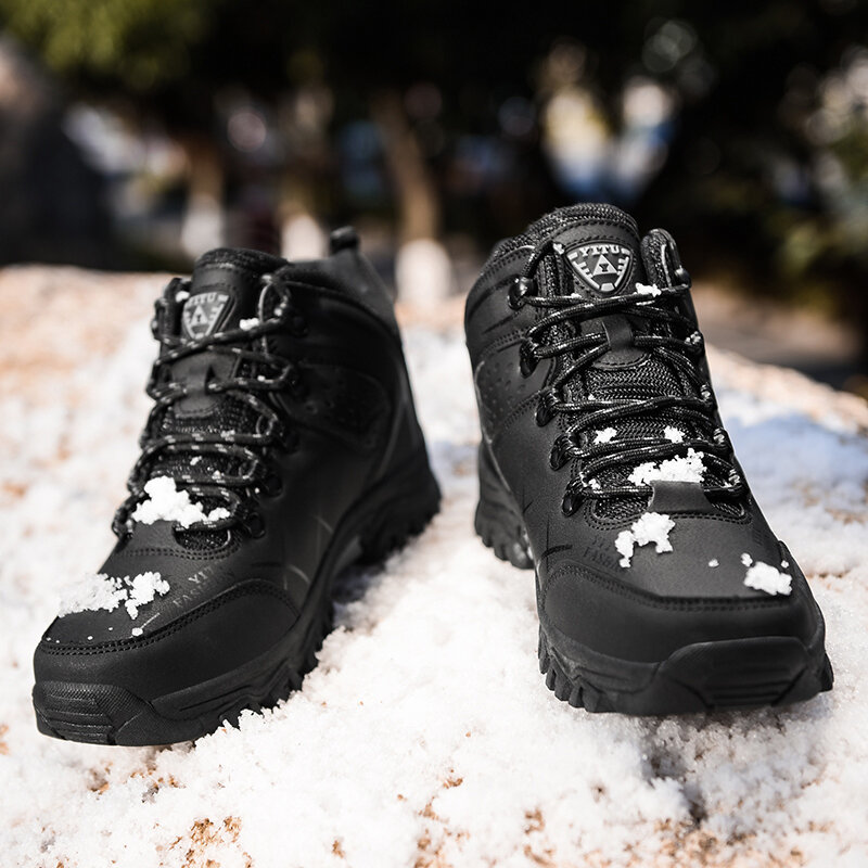 Bottes de neige imperméables pour hommes, baskets en cuir, super chaudes, bottes de randonnée pour hommes, extérieur, non ald, hiver, taille 39-47