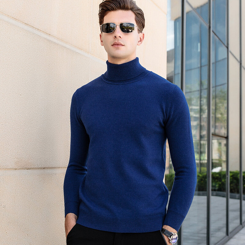MRMT 2024 Brand New Men's Turtleneck Sweater Keeps Warm Close-Fitting Pullover Youth Knitwear Trend Tops For Male