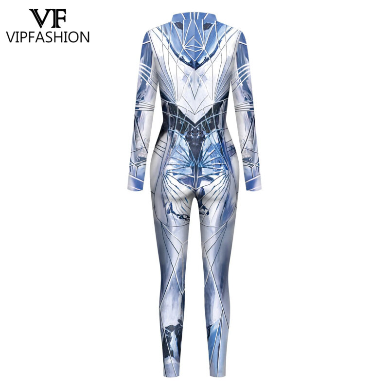 Vipfashion-男性と女性のための反射パターンの変装,セクシーなボディスーツ,バックジッパー,コスプレコスチューム,パーティーウェア,3Dプリント