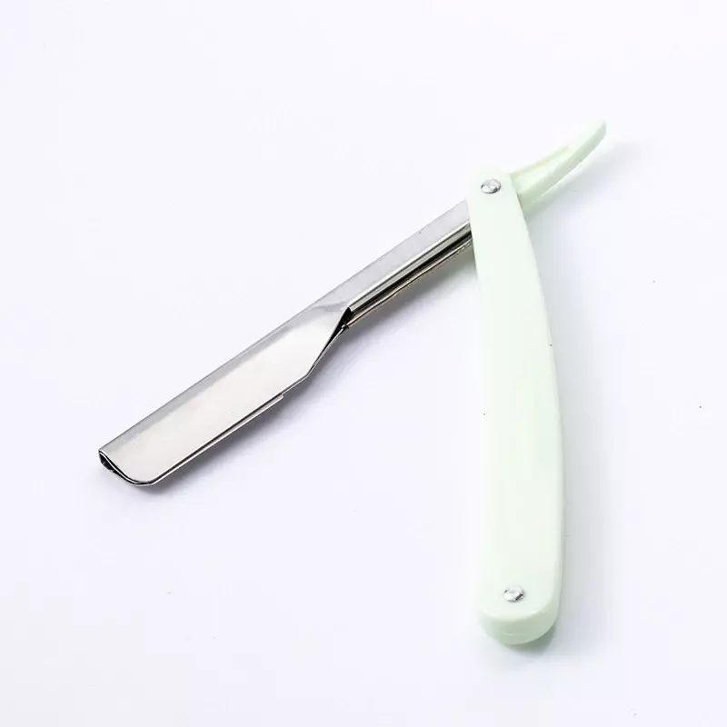 Afeitadora Manual profesional, máquina de afeitar de acero inoxidable con borde recto, plegable, cortador de barba con cuchilla, 2 colores, 1 unidad