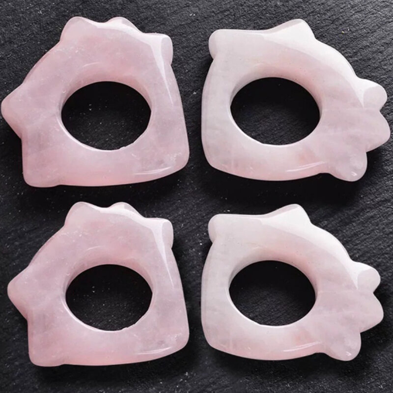 Tablero de raspado Facial con forma de anillo de piezas, herramienta Facial de Jade Natural, Gua Sha, 1 unidad