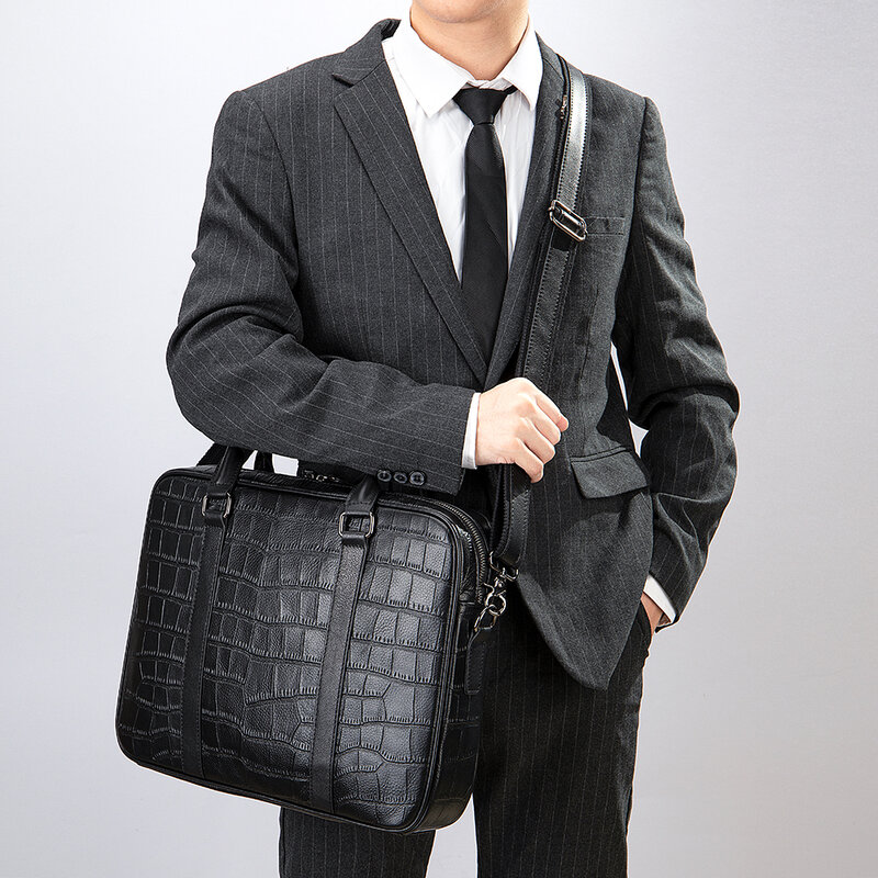 Портфель WESTAL мужской для ноутбука 15 дюймов, дизайнерский кожаный саквояж крокодилового цвета, деловая сумка для документов