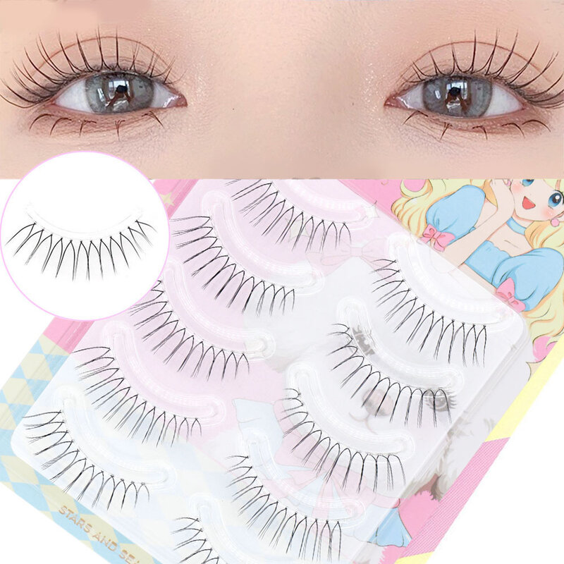 New Fairy U-shaped False Eyelashes 5 Pairs Reusable Lash Extension False Eyelashes Transparent Stems Korean Eye Makeup Eyelash
