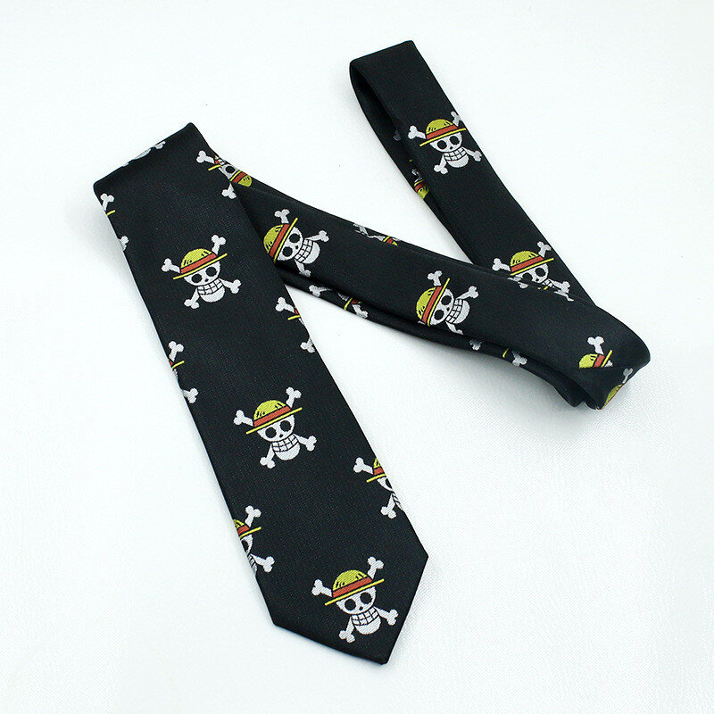 Ein Stück Mode Anime Krawatte Cosplay Schädel Polyester Seide schlanke Männer Frauen Krawatte Persönlichkeit Cravate Party Zubehör Geschenk