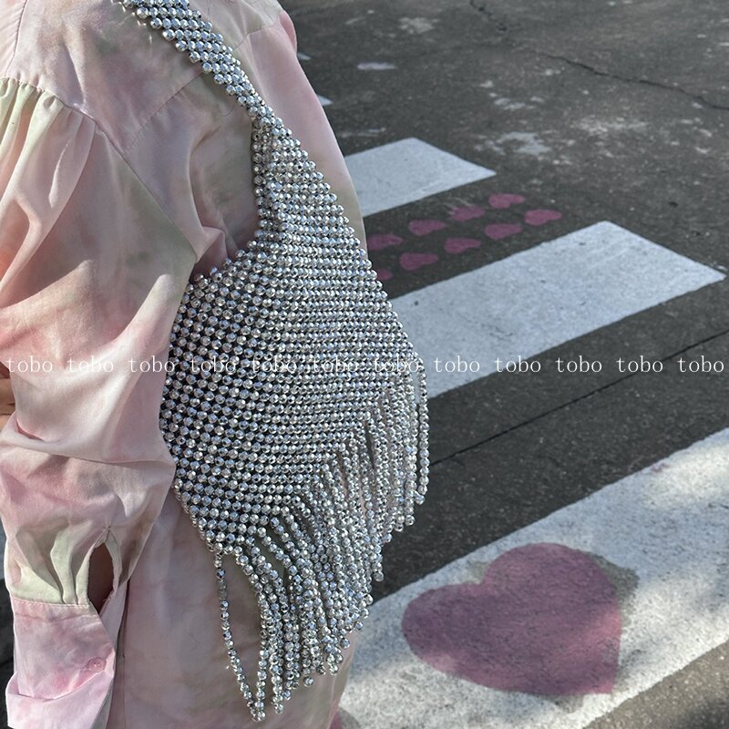 2021 nuove borse con perline in nappa d'argento per le donne 2020 borse di Design di nicchia borse da donna borse trasparenti firmate