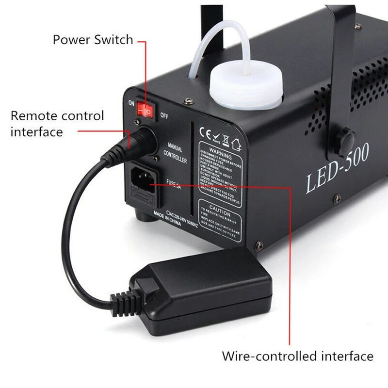 Máquina LED de coluna de ar com controle remoto sem fio Palco Fog Machine Fogger Palco Ejector para festa, 500W, Novo