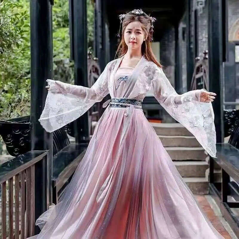 Terno Hanfu chinês tradicional para mulheres, roupa feminina, flor, Deus Fu, cintura Canghai Fu, saia bordada, novo, 2022