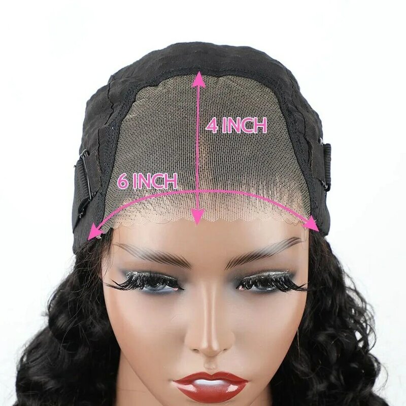 Peluca de cabello humano ondulado para mujeres negras, pelo sin pegamento, 6x4, precortado, cierre de encaje HD, fácil de usar, 180%