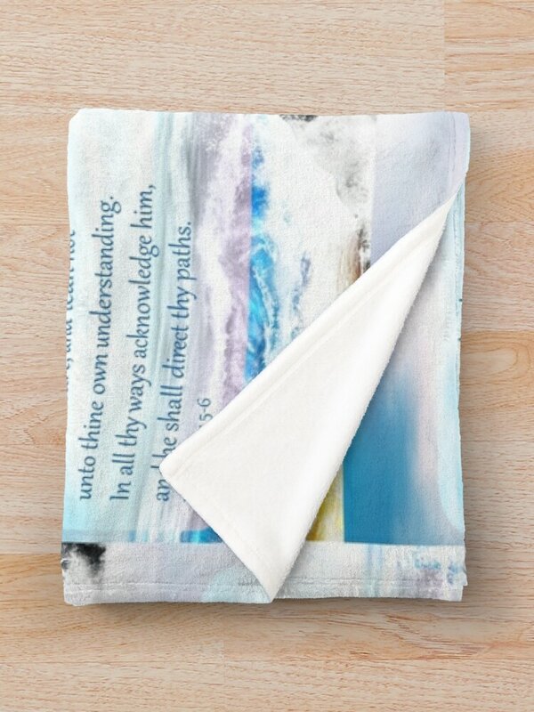 Притчи 3:5-6, фон с надписью на океане, одеяло, одеяло большого размера