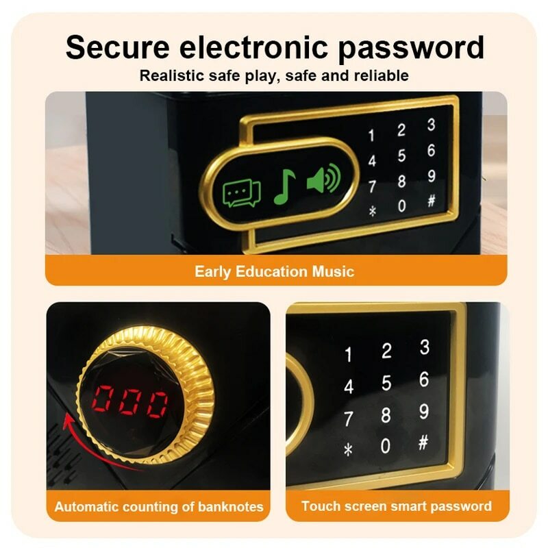 Electronic Piggy Bank Automatic Mini Safe Coins Cash Saving Money Box Password Counter Code Key Lock Coin Bank ATM Child Gift